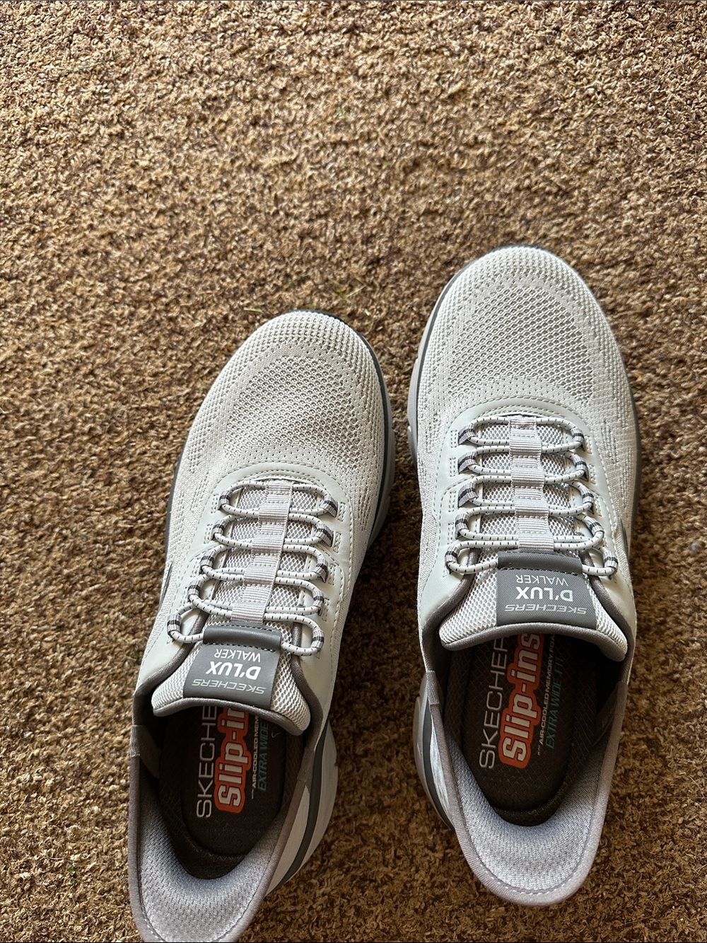 Skechers Men's Light Gray Knit Slip-On D'LUX Walker Sneakers
